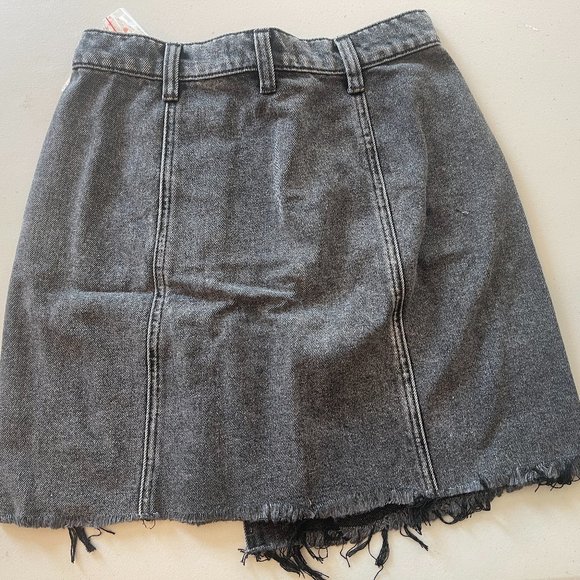 Free People Women's Parker Wrap Denim Miniskirt | Size 25 - Black - Picture 4 of 4